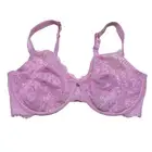 Savage X Fenty Floral Lace Unlined Bra Unicorn Lavender Pink Size 40H