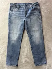 American Eagle Athletic Straight Jeans Sz 38 X 34 Deep Indigo AirFlex+