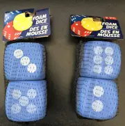 2 - Blue Big Foam Playing Dice 2" Cube Party Games Play Kids