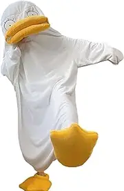 Genikeer Duck Onesie Pajamas | Plush Flannel Cosplay Costume Duck | Duck Pajama Suit | Unisex Animal Halloween Costumes | Duck Costume for Women, Men, Cosplay
