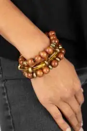 Paparazzi WILD MANNERED brass WOOD bracelet
