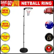 NETBALL RING WITH STAND PORTABLE POLE HEIGHT ADJUSTABLE SPORT GOODS NEW AU BLACK