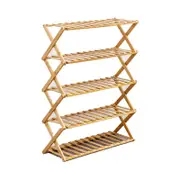 5 Tier Folding Shoe Rack Bamboo Wooden Shelf Stand Storage Organizer Cabinet