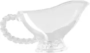 GREENADSCAPE Clear Glass Sauce Boat with Handle Gravy Dispenser for Sauces and Dressings for Restaurant and Kitchen Use