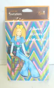Vtg Gibson 1960's Sweet 16 Birthday Invitations Set Of 8 w/Envelopes NOS BOOGIE!