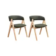 Gaudi Hardwood Dining Chair | Natural | Green Fabric | Set of 2