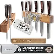 Premium 16 inch Magnetic Knife Holder for Wall with Double Storage & Charming Wood - Knife Magnetic Strip, Knife Magnet, Magnet Knife Holder Strip, Magnetic Knife Strip Knife Rack Kitchen Knife Holder