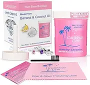 Caribbean Gem All Purpose Jewelry Cleaner Kit w/8oz Cleaning Solution, Basket & Brush - Jewelry Cleaner Kit for Gold, Silver, Diamonds, Rings, Gems & Precious Stones