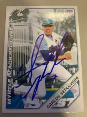 Carlos Sepulveda 2019 Myrtle Beach Pelicans Signed Team Card