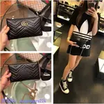 二手 GUCCI MARMONT MINI 黑色 6卡 WOC 小包 斜背包 ?443447現貨