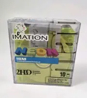 Imation 10 Pack NEON Formatted Diskettes IBM 2HD 1.44 MB Acrylic Box NEW!