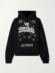 [Conner Ives] Conner Ives - Crystal-embellished Printed Cotton-jersey Hoodie - Black - small small Black