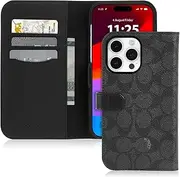 Coach Wallet Folio iPhone 15 Pro Max Case, Compatible with MagSafe - Signature Charcoal