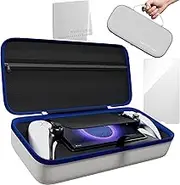 Neptune Carrying Protective Case - Protection Kit For PlayStation Portal, Remote Player - Shockproof PlayStation Portal Case W/ Screen Protector & Microfiber Towel - Reliable Gear Guardian(White/Blue)