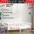 vidaXL Day Bed White Single Bed Size Solid Wood Pine 90x190 cm Slatted Bed Frame
