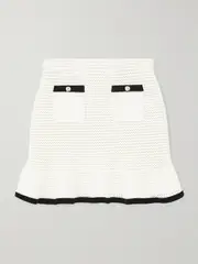[Self-Portrait] Self-Portrait - Sequin-embellished Crocheted Mini Skirt - White - small small White