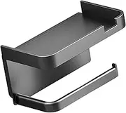 Toilet Paper Holder,Adhesive Toilet Tissue Roll Holder - Paper Towel Organizer Rack with Phone Shelf, Bathroom Storage Dispenser for Phone, Watches