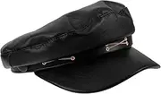 [TOGEVAL] Peaked Cap Hat with Chain Artist Hat Decorative Beret Hat Women's Berets French Hats for Women Painter Hat Beret Hat with Veil for Women Beret Hat Black Artificial Leather