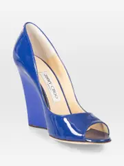 Blue Patent Wedge Heels