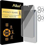 Ailun 2Pack Privacy Screen Protector Compatible for iPhone 14 Pro Max[6.7 inch] + 2 Pack Camera Lens Protector, Anti Spy Private Tempered Glass Film, Case Friendly, [9H Hardness] - HD [Black]