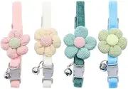 4 PCS Breakaway Cat Collars with Bell,Cat Collar with Flower Charms Adjustable Suede Cute Cat Collar for Puppy Cat (Style1, One Size)