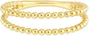 [JewelryWeb] 14k Yellow Gold Double Beaded Wire Ring Band Style-Ring for Women