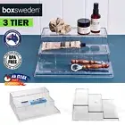 3 Tier Shelf Riser Crystal Clear Organiser Spice Jars Cosmetic Step Storage Rack