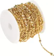 32.8 Feet Gold Plated Chains for Jewelry Making Flat Beaded Chain Roll DIY Brace