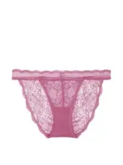 New Victoria's Secret Mauve Lace & Polka Dot Mesh STRING BIKINI panty, SZ XL