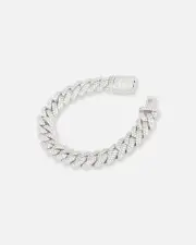 [SAINT MORTA] Saint Morta 14mm Interlink Bracelet Iced White Gold - Size 7 7 Iced White Gold