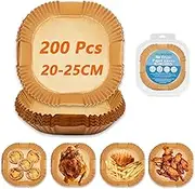 Marakruki Air Fryer Liners, 200pcs Air Fryer Liners Square-9.8inch/25CM*4.5CM, Non-Stick Air Fryer Parchment Liners, Air Fryer Disposable Paper Liner for Extend its lifespan…