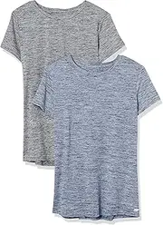 [Amazon Essentials] Women's Plus Size Slim-Fit Short-Sleeve V-Neck T-Shirt, Pack of 2