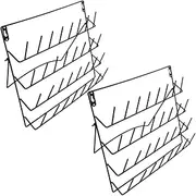 JUMPLAWN Elegant Iron Wall Hanging Rack 2pcs Glass Cup Drying Stand Space-Saving Display Holder