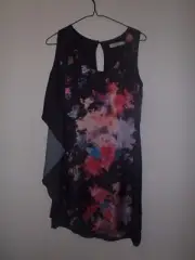 NICOLA FINETTI DRESS, PRINT WITH SIDE DRAPE, SIZE 6, GREAT CONDITION!
