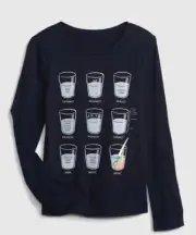 Gap Kids Girl Navy Blue Organic Cotton Graphic LS Top Shirt Size 4-5 XS NEW