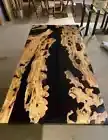 Black Epoxy Resin Dining Table Top, Wooden Epoxy Resin Furniture Table Top Decor