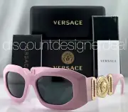 Versace Geometric Medusa Sunglasses VE4425U 5440/87 Pink Frame Dark Gray Lens