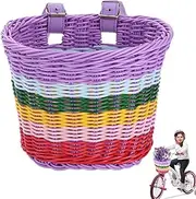 Poemtian Kids Bike Basket, Kid's Front Handlebar Basket, Scooter Baskets for Kids, Colorful Storage Basket, Suitable for Most Children's Bicycles and Kids Tricycles Handlebar