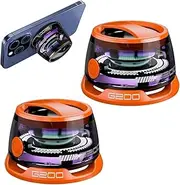 Mini Portable Magnetic Bluetooth Wireless Speaker Cell Phone Stand for iPhone Series, Outdoor Induction Surround Sound Inductive Speaker Waterproof Loud for Car Computer Conference(2orange)