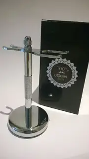 Premium Chrome Shaving Brush and Razor Stand NEW