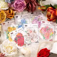 在飛比找ETMall東森購物網優惠-玫瑰之約PET貼紙 水晶油墨花卉圖案手賬手機殼DIY裝飾素材
