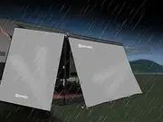 RV SUNSHADES Waterproof End Wall Screen Angle Cut Rain Shield 2450/2000 W2150 Grey (Left/Front)