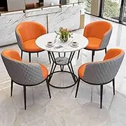 HOLGVE Smal Conference Table, Office Reception Negotiation Reception Table, Cafe Balcony Living Room Simple Round Dining Table, Nordic Room Club Table and Chair Set(Orange)