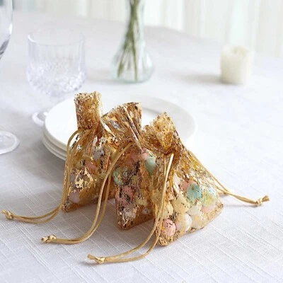 12 Metallic 4" x 5" Polyester Party FAVOR BAGS Pull String Events Decorations