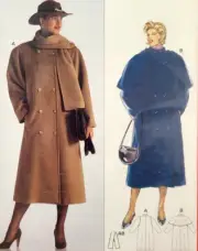 Vtg UC Burda 5219 Sewing Pattern Misses Women Dress Coat w/Cape Wool Sizes 10-20