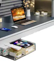 11" under Desk Storage Drawer under Desk Drawer Organizer, Stick on under Table