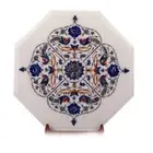 15" Marble side Table Top semi precious stone lapis art Inlay handicraft decor