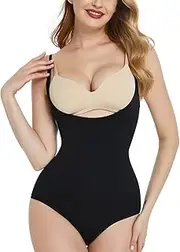 [DREAM SLIM] Bodysuit Shapewear for Women Fajas Colombianas Seamless Postpartum Tummy Control Body Shaper Open Bust Bodysuits