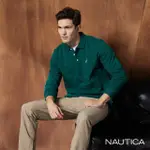 【NAUTICA】男裝 品牌LOGO簡約刺繡長袖POLO衫(綠)