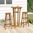 3Pieces Outdoor Furniture Acacia Wood Patio Table Bar Chairs Backyard Bistro Set